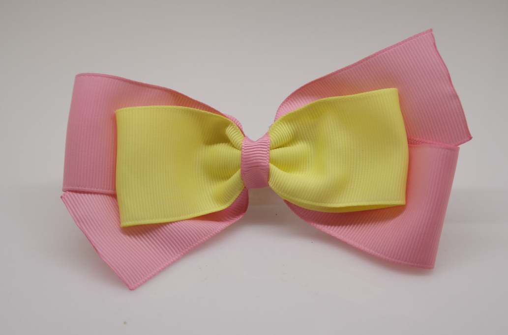 Emma inspired hair Bow with colors  Geranium Pink, Baby Maize